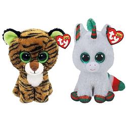 Foto van Ty - knuffel - beanie boo's - tiggy tiger & christmas unicorn