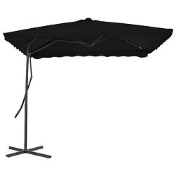 Foto van The living store parasol 250x250x230 cm - uv-beschermend polyester - 360 graden draaibaar - zwart