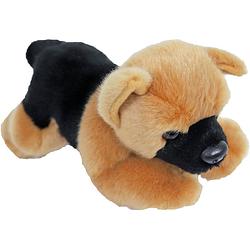 Foto van Pluche bruin/zwarte duitse herder hond liggend knuffel 20 cm speelgoed - knuffel huisdieren