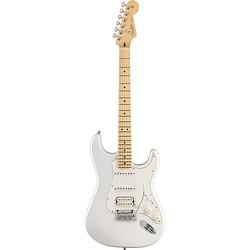 Foto van Fender juanes stratocaster mn luna white satin elektrische gitaar met deluxe koffer