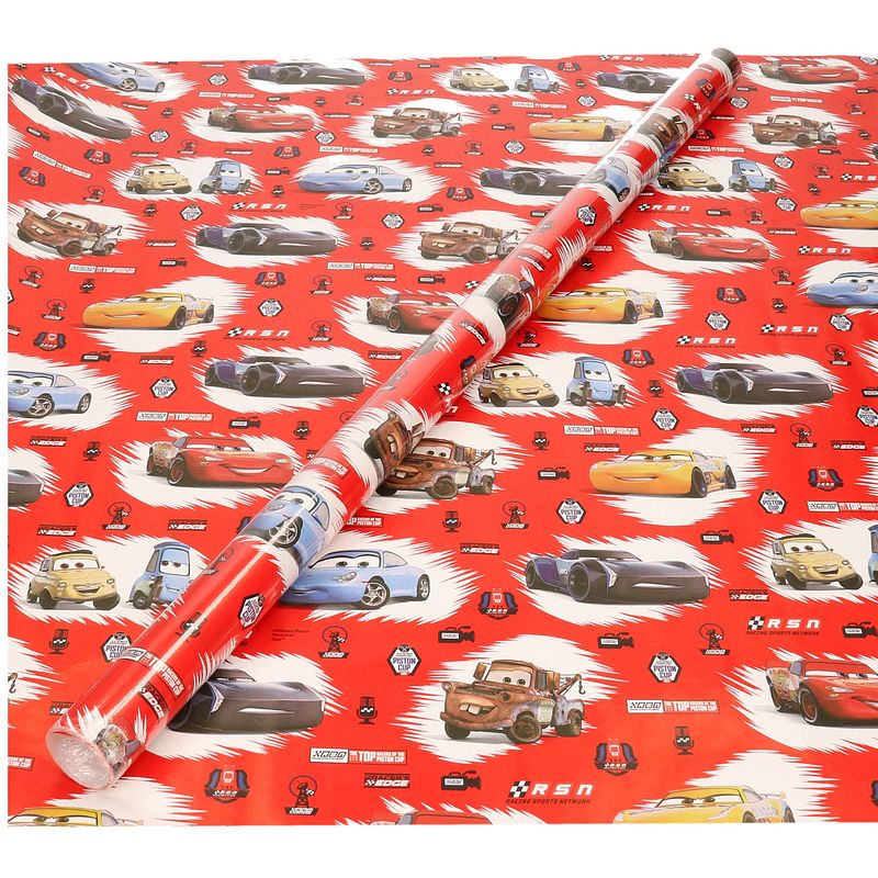 Foto van 4x rollen inpakpapier/cadeaupapier disney cars rood 200 x 70 cm - cadeaupapier