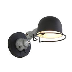 Foto van Industriële wandlamp - mexlite - metaal - industrieel - e14 - l: 29cm - voor binnen - woonkamer - eetkamer - zwart