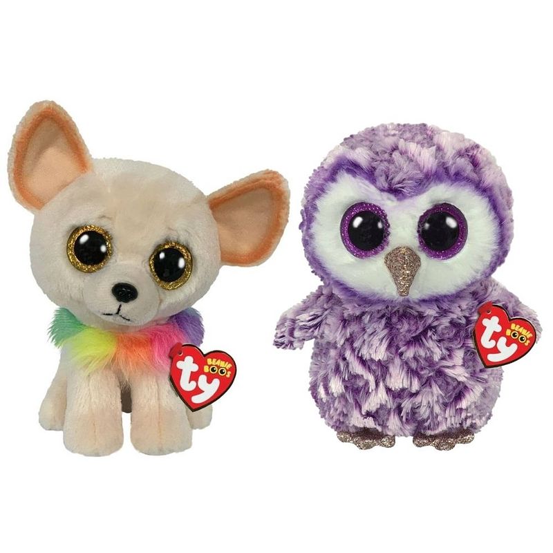 Foto van Ty - knuffel - beanie buddy - chewey chihuahua & moonlight owl