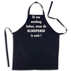 Foto van Benza schort ik zou vandaag koken maar de blikopener is zoek! - grappige/leuke/mooie/luxe keukenschort - zwart