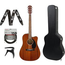 Foto van Fender cd-60sce all mahogany elektrisch-akoestische westerngitaar + koffer + accessoires