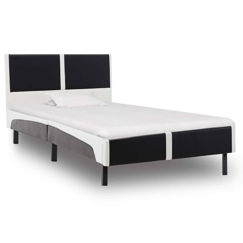 Foto van The living store bedframe klassiek zwart-wit - 210x95x68 cm - stevig en duurzaam met gepoedercoat stalen poten -