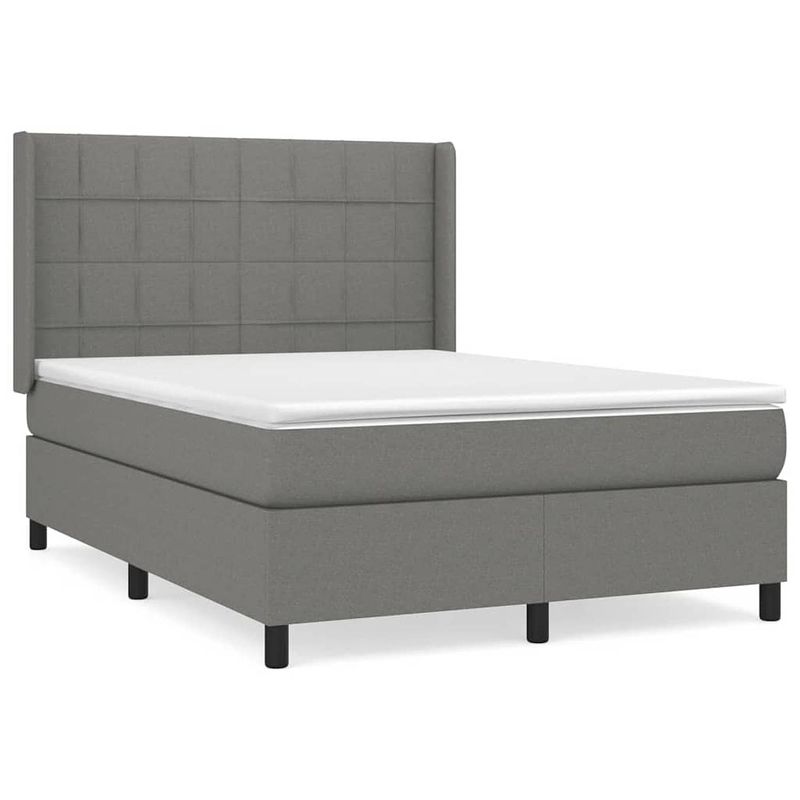 Foto van The living store boxspringbed - comfort - bed - 193 x 147 x 118/128 cm - donkergrijs