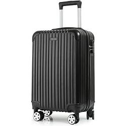 Foto van Travelhawk handbagage koffer - reiskoffer met wielen - trolley - reiskoffers - tsa kofferslot - 55x34x23cm - 42l - zwart