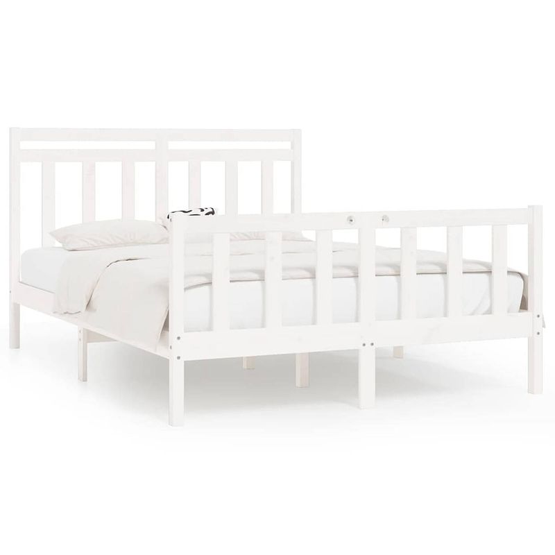 Foto van Vidaxl bedframe massief grenenhout wit 160x200 cm