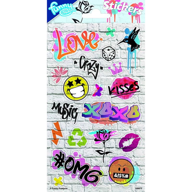 Foto van Funny products stickers graffiti 20 x 10 cm papier 19 stuks