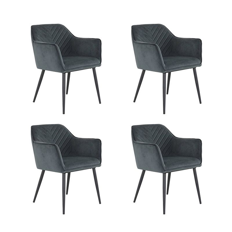 Foto van Bronx71 velvet eetkamerstoel fiona antraciet - eetkamerstoelen set van 4.