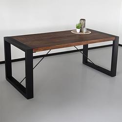 Foto van Eettafel rechthoekig mangohout jonas 160cm duurzaam mango tafel eetkamertafel hout