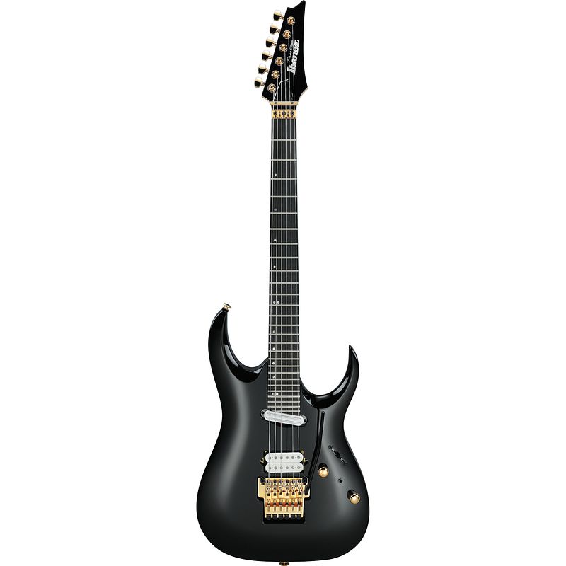 Foto van Ibanez prestige axe design lab rga622xh-bk black elektrische gitaar met koffer