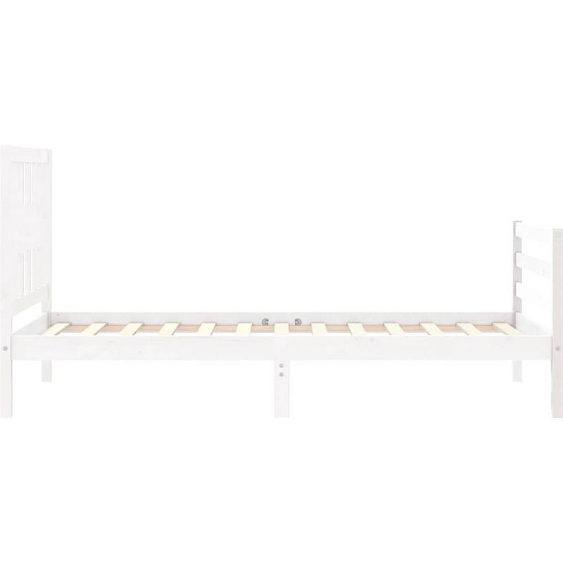 Foto van The living store bedframe massief grenenhout - wit - 195.5 x 95.5 x 100 cm - multiplex lattenbodem