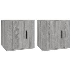 Foto van The living store tv-wandmeubel - van 2 - grijs sonoma eiken - 40x34.5x40 cm - bewerkt hout