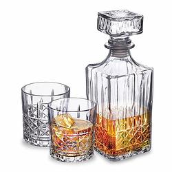 Foto van Luxe whiskey karaf set - whiskey set - whiskey glas - whisky glazen - 330/900 ml - 5 stuks - 1 karaf - 4 glazen