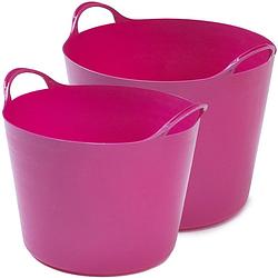 Foto van Flexibele emmers - 2x stuks - 26 liter en 39 liter - roze - wasmanden