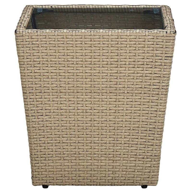 Foto van Infiori salontafel 41,5x41,5x44 cm poly rattan en gehard glas beige