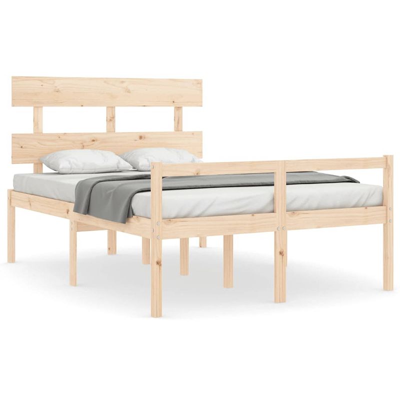 Foto van The living store bedframe massief grenenhout - bedframe - afmeting- 205.5 x 145.5 x 81 cm - ken- multiplex lattenbodem