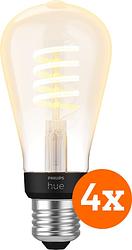 Foto van Philips hue filamentlamp white ambiance edison e27 4-pack