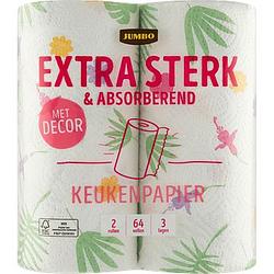 Foto van Jumbo extra sterk & absorberend keukenpapier met decor 3laags 2 rollen