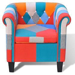 Foto van The living store patchwork fauteuil - polyester - 68.5x60.5x65cm - multiplex frame