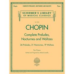 Foto van G. schirmer complete preludes, nocturnes & waltzes 26 preludes, 21 nocturnes, 19 waltzes for piano