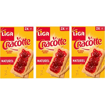 Foto van Liga cracotte crackers naturel 3 x 250g bij jumbo