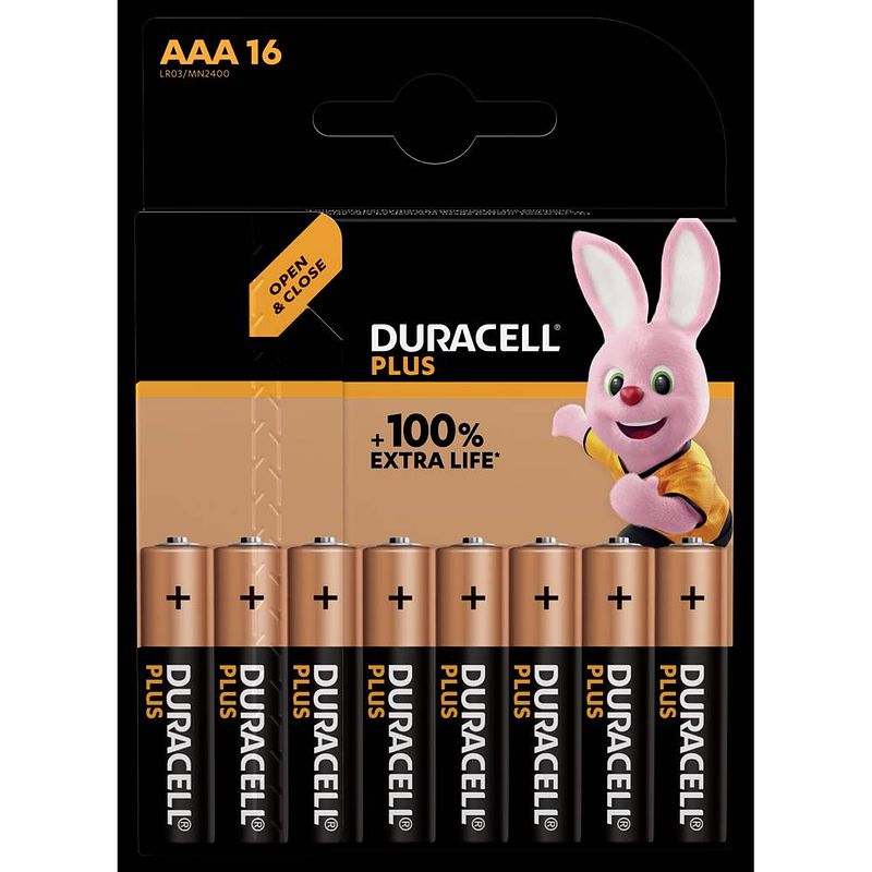 Foto van Duracell batterij plus 100% aaa, blister van 16 stuks