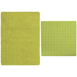 Foto van Msv douche anti-slip mat en droogloop mat - venice badkamer set - rubber/microvezel - limegroen - badmatjes