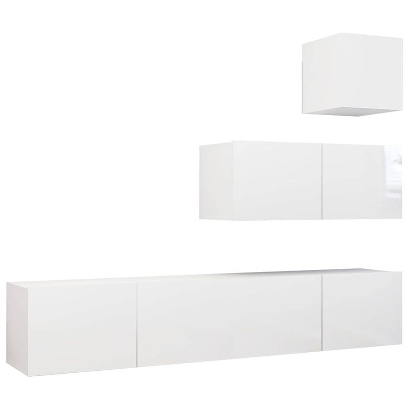 Foto van The living store tv meubel set - hangend - spaanplaat - hoogglans wit - montage vereist - 30.5 x 30 x 30 cm - 80 x 30 x