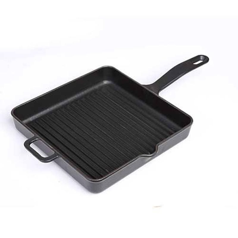 Foto van Gietijzeren vierkante grillpan mat zwart, 25cm - sürel