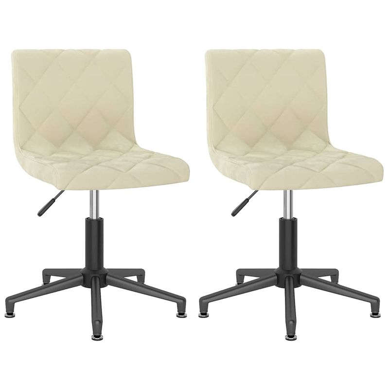 Foto van The living store draaibare eetkamerstoelen - set van 2 - fluweel - crème - 40x43x(74.5-88.5)cm - zwart staal