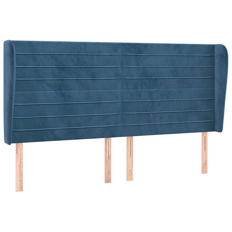 Foto van Vidaxl hoofdbord met randen 183x23x118/128 cm fluweel donkerblauw