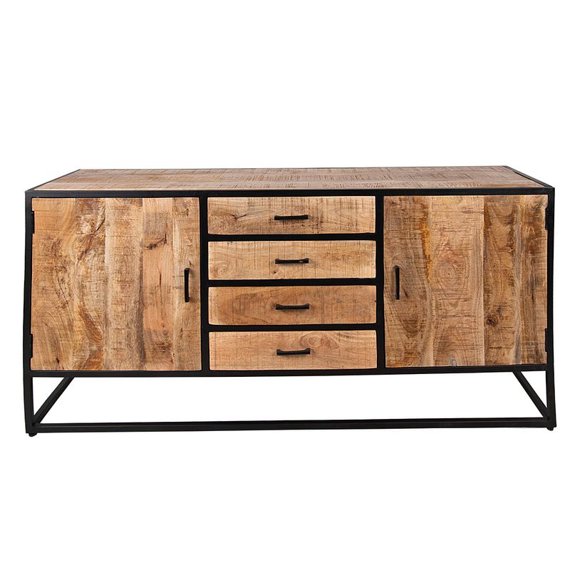 Foto van Clayre & eef dressoir 200x45x75 cm bruin hout ladekast opbergkast tv kast bruin ladekast opbergkast