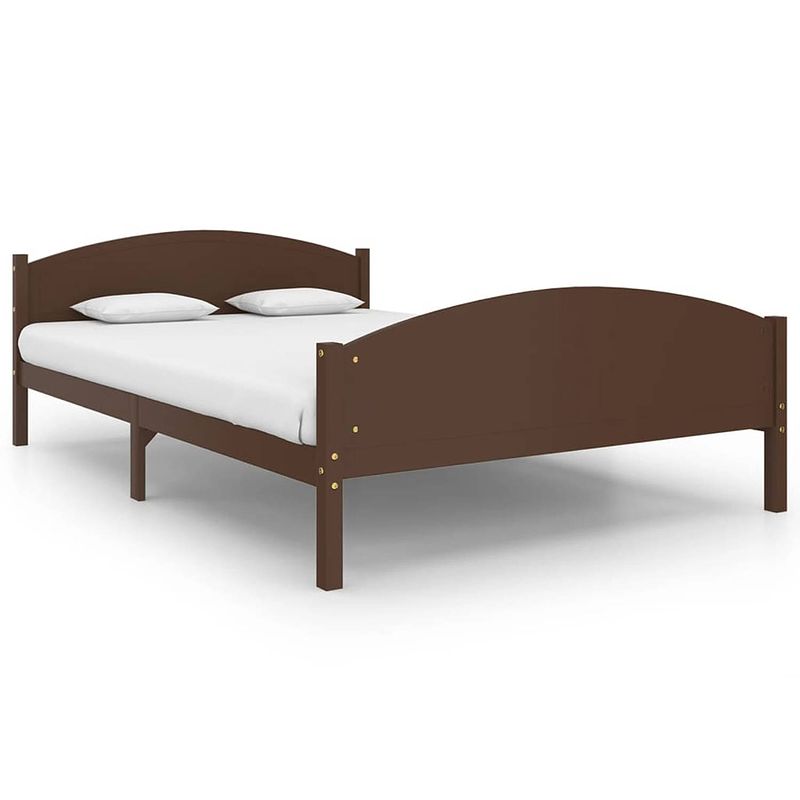 Foto van Vidaxl bedframe massief grenenhout donkerbruin 160x200 cm