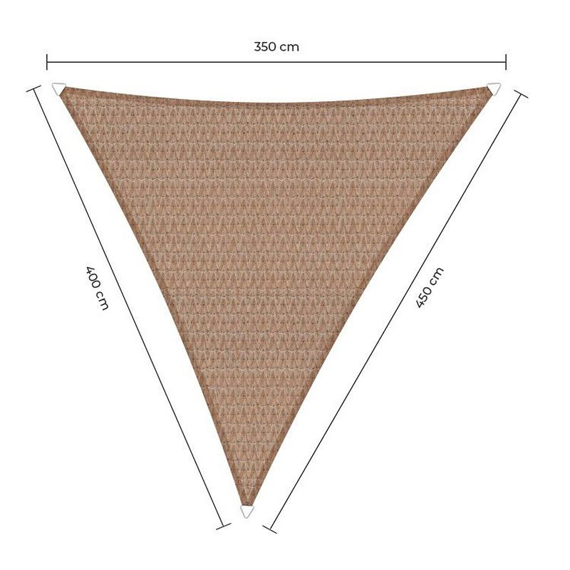 Foto van Sunfighter s driehoek 3,5x4x4,5 zand met bevestigingsset