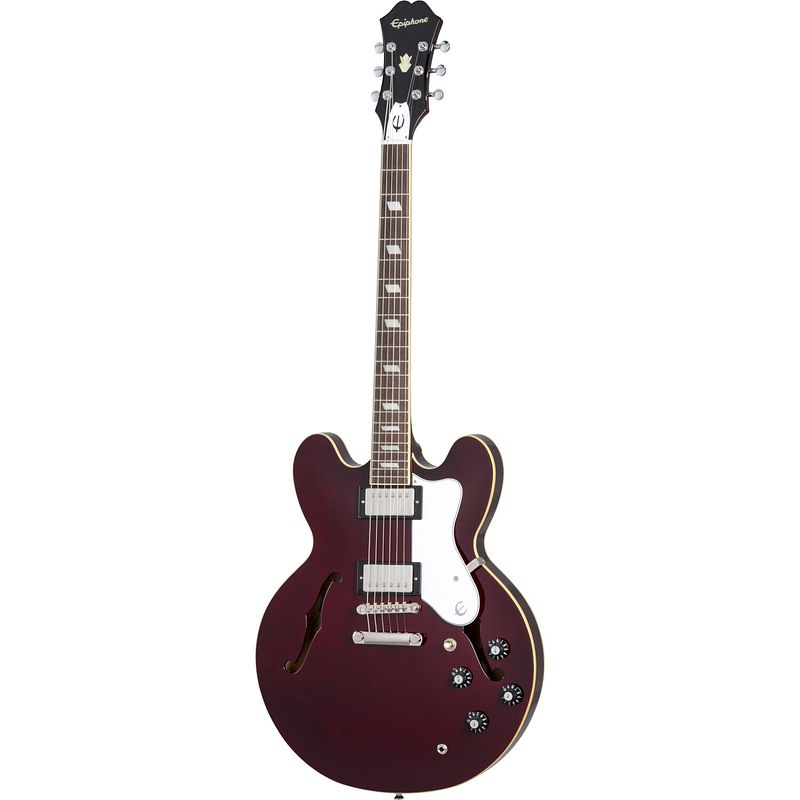 Foto van Epiphone noel gallagher riviera dark wine red semi-akoestische gitaar met koffer