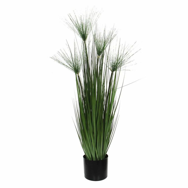 Foto van Kunstgras/gras kunstplant met papyrus pluimen - groen h102 x d15 cm - op stevige plug - kunstplanten