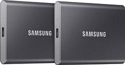 Foto van Samsung t7 portable ssd 1tb grijs - duo pack