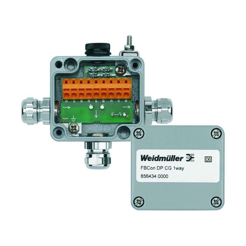 Foto van Weidmüller fbcon dp cg 1way 8564340000 passieve sensor/actorbox profibus-dp standaardverdeler met bus aansluiting 1 stuk(s)