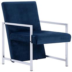 Foto van The living store fauteuil lounge - blauw - 53 x 69 x 73 cm - stabiel en comfortabel - polyester