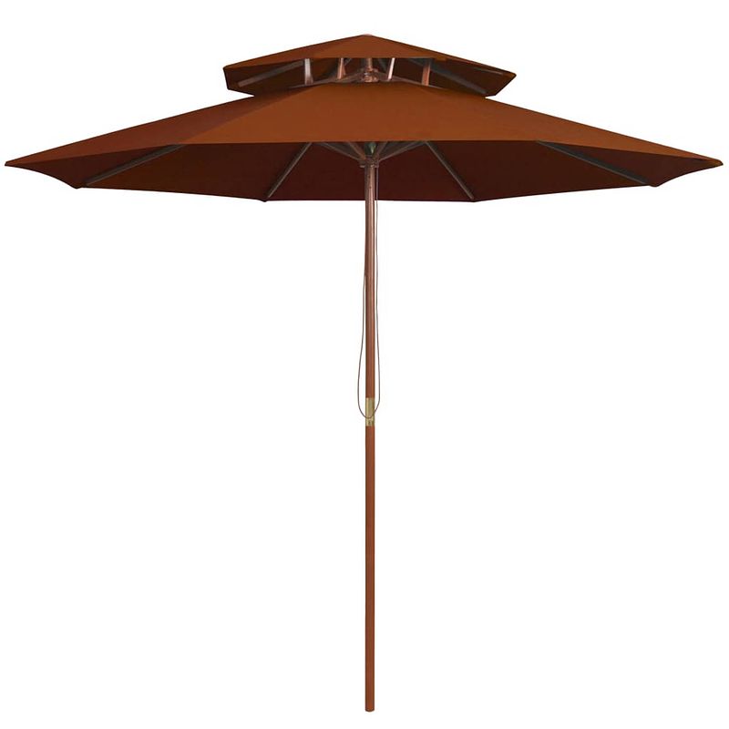 Foto van Vidaxl parasol dubbeldekker met houten paal 270 cm terracottakleurig