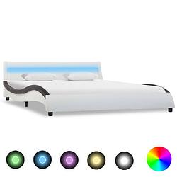 Foto van Vidaxl bedframe met led kunstleer wit en zwart 120x200 cm