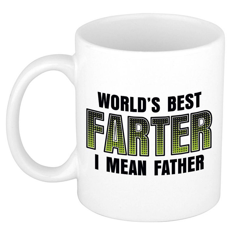 Foto van Worlds best farter mok / beker wit 300 ml - cadeau mokken - papa/ vaderdag - feest mokken