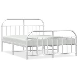 Foto van Vidaxl bedframe met hoofd- en voeteneinde metaal wit 180x200 cm