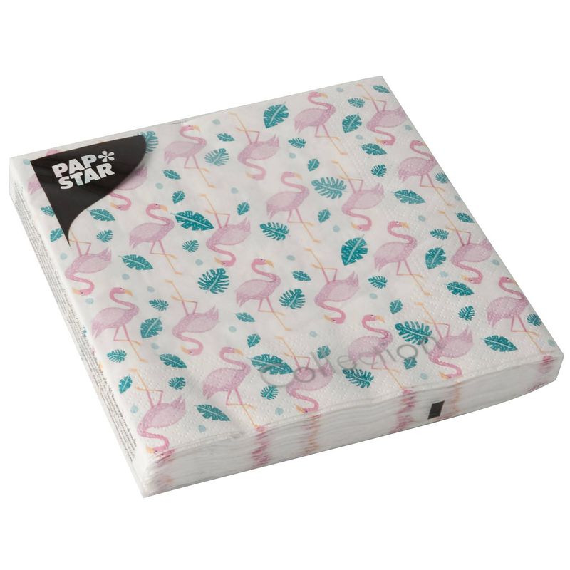 Foto van 60x flamingo thema servetten 33 x 33 cm - feestservetten