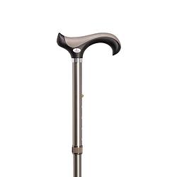 Foto van Gastrock verstelbare wandelstok - donkergrijs - mat afgewerkt - super soft derby handvat - aluminium - lengte 89 - 99 cm