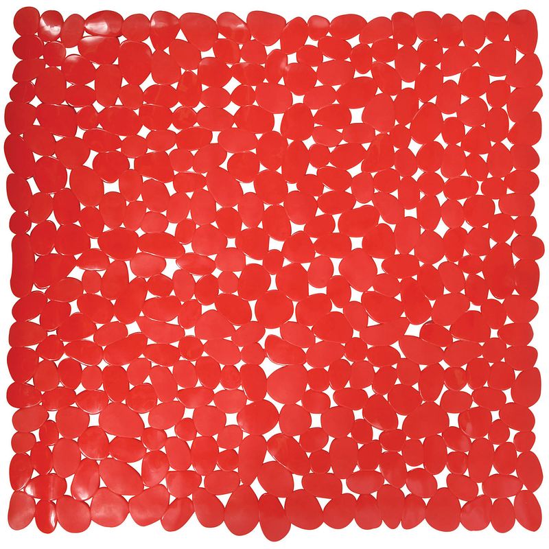 Foto van Msv douche/bad anti-slip mat - badkamer - pvc - rood - 54 x 54 cm - badmatjes