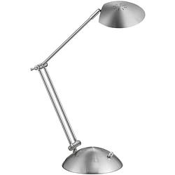 Foto van Led bureaulamp - trion kalka - 6w - warm wit 3000k - dimbaar - rond - mat nikkel - aluminium